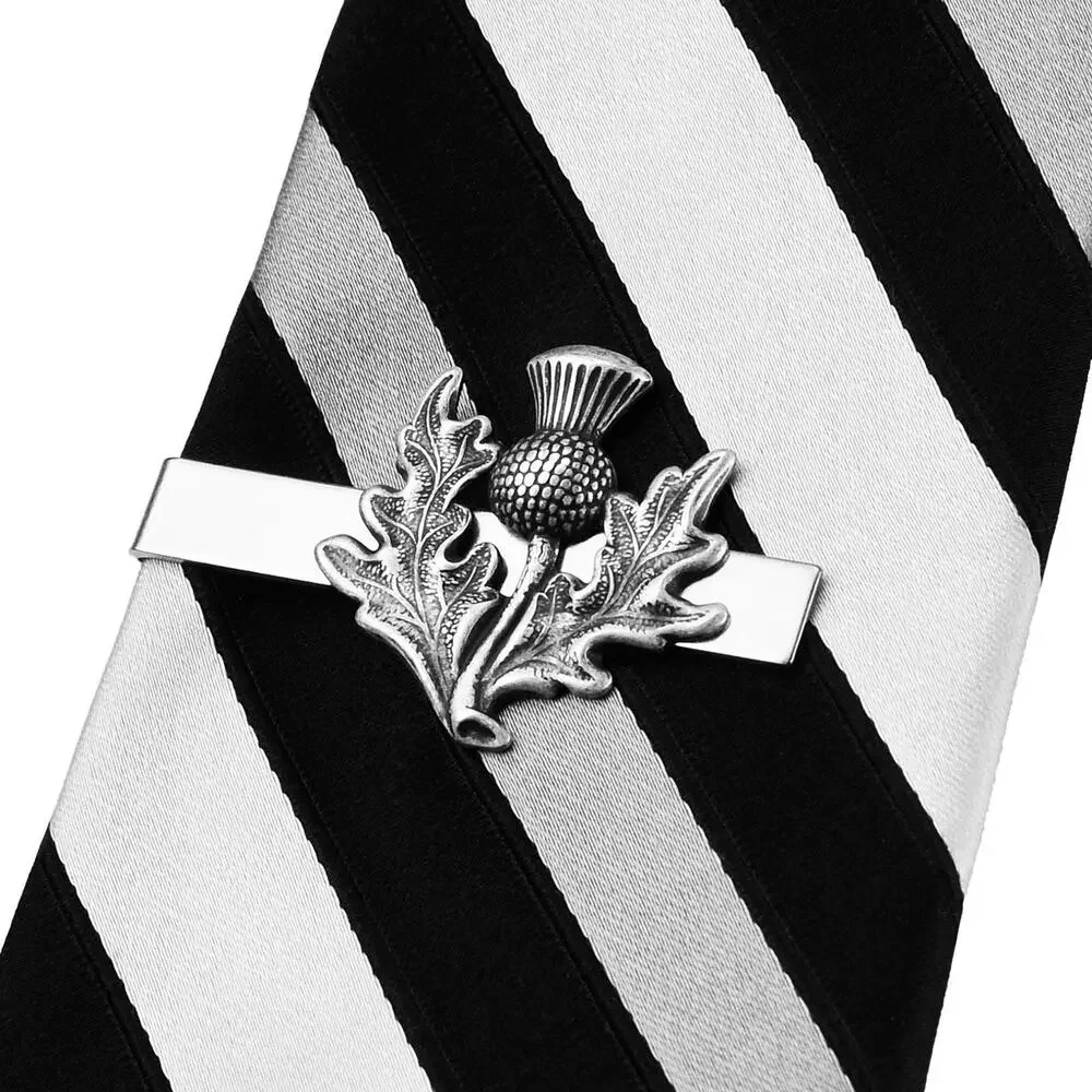 Thistle Tie Clip - Scottish National Flower Tie Clip - Picture 1 of 6